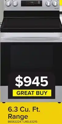 Leon's LG Stainless Steel 6.3 cu ft. Electric ThinQ Range with EasyClean -LREL6321S offer