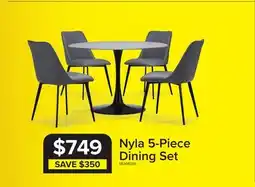 Leon's Nyla 5-Piece Sintered Stone Round Dining Set - White, Black, Grey offer