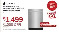 Goemans Appliances JENN-AIR 24 BUILT-IN FULLY INTEGRATED, STAINLESS STEEL DISHWASHER offer