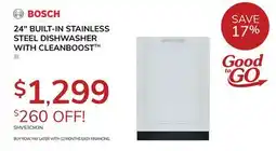 Goemans Appliances Bosch 24 BUILT-IN STAINLESS STEEL DISHWASHER WITH CLEANBOOST offer