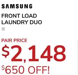 Goemans Appliances SAMSUNG FRONT LOAD LAUNDRY DUO offer