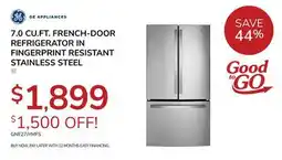 Goemans Appliances GE 7.0 CU. FT. FRENCH-DOOR REFRIGERATOR IN FINGERPRINT RESISTANT STAINLESS STEEL offer