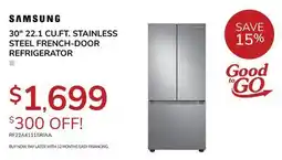 Goemans Appliances SAMSUNG 30 22.1 CU. FT. STAINLESS STEEL FRENCH-DOOR REFRIGERATOR offer