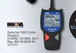 PartSource INNOVA Selected OBD Code Readers offer