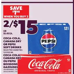 Independent City Market COCA-COLA, CANADA DRY OR PEPSI SOFT DRINKS, 12X355 ML offer