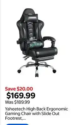 Walmart Yaheetech High Back Ergonomic Gaming Chair with Slide Out Footrest, Full Black offer