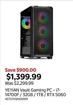 Walmart YEYIAN Vault Gaming PC – i7-14700F / 32GB / 1TB / RTX 5060 offer