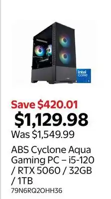 Walmart ABS Cyclone Aqua Gaming PC – i5-120 / RTX 5060 / 32GB / 1TB offer