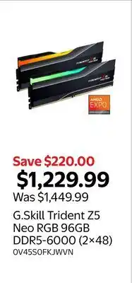 Walmart G.Skill Trident Z5 Neo RGB 96GB DDR5-6000 (2×48) offer