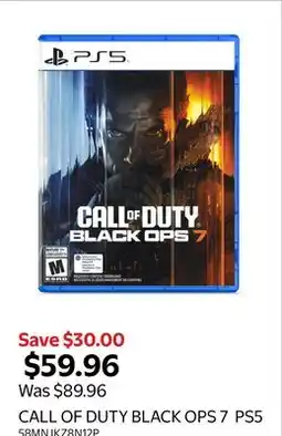 Walmart CALL OF DUTY BLACK OPS 7 PS5 offer