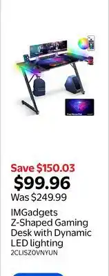 Walmart IMGadgets Z-Shaped Gaming Desk with Dynamic LED lighting offer