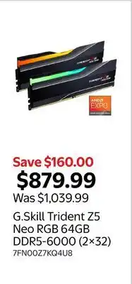 Walmart G.Skill Trident Z5 Neo RGB 64GB DDR5-6000 (2×32) offer