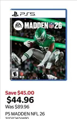 Walmart P5 MADDEN NFL 26 offer