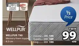 JYSK WELLPUR T40 Memory foam topper offer