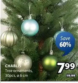 JYSK CHABLIS Tree ornaments offer