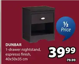 JYSK DUNBAR 1-drawer nightstand offer