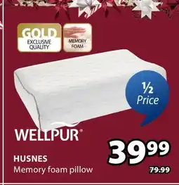 JYSK WELLPUR HUSNES Memory foam pillow offer