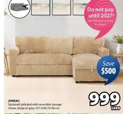 JYSK JUNEAU Sectional sofa bed with reversible storage offer