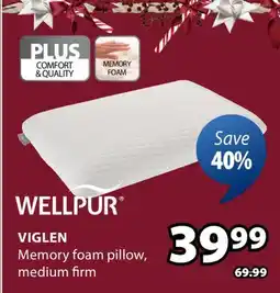 JYSK WELLPUR VIGLEN Memory foam pillow offer