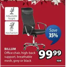 JYSK BILLUM Office chair, high-back support offer