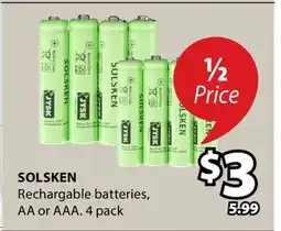 JYSK SOLSKEN Rechargable batteries offer