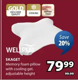 JYSK SKAGET Memory foam pillow with cooling gel offer