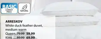 JYSK ARRESKOV White duck feather duvet offer