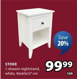 JYSK STOKE 1-drawer nightstand offer