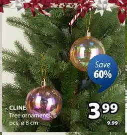 JYSK Cline Tree ornaments offer