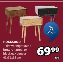 JYSK Hokksund 1-drawer nightstand offer