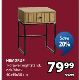 JYSK Hemdrup 1-drawer nightstand offer