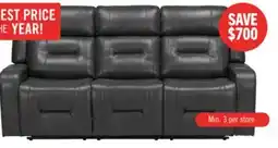 The Brick Ryker 82.5 Faux Leather Reclining Sofa with Storage Arms - Grey offer