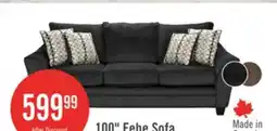 The Brick Made in Canada Febe 100 Chenille Fabric Sofa with Flared Arms and Accent Pillows - Charcoal Grey offer