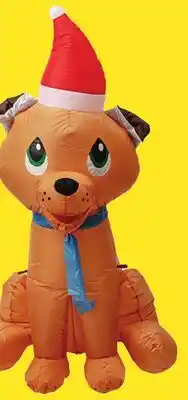 Matério CHIEN ASSIS AVEC CHAPEAU DE NOËL GONFLABLE ILLUMINÉ offer