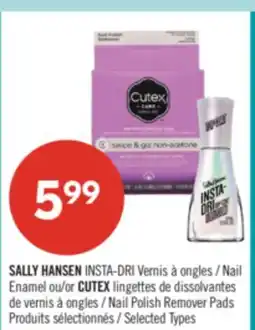 Pharmaprix SALLY HANSEN INSTA-DRI Nail Enamel or CUTEX Nail Polish Remover Pads offer