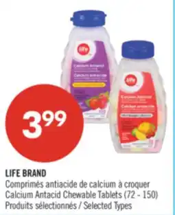 Pharmaprix LIFE BRAND Calcium Antacid Chewable Tablets (72–150) offer