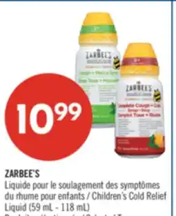 Pharmaprix ZARBEE'S Children's Cold Relief Liquid (59 mL - 118 mL) offer