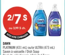 Pharmaprix DAWN PLATINUM (431 mL) or ULTRA (473 mL) Dish Soap offer