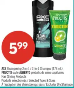 Pharmaprix AXE 2-In-1 Shampoo (473 mL) FRUCTIS or ALBERTO Hair Styling Products offer