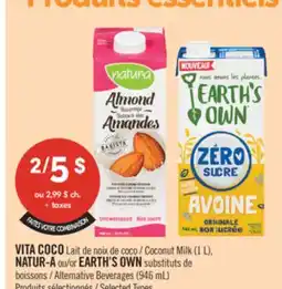 Pharmaprix VITA COCO Coconut Milk (1 L), or EARTH'S OWN Alternative Beverages (946 mL) offer