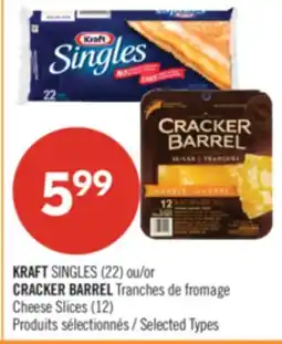 Pharmaprix KRAFT SINGLES (22) or CRACKER BARREL Cheese Slices (12) offer