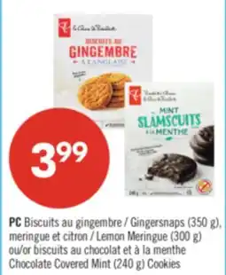 Pharmaprix PC Gingersnaps (350 g), Lemon Meringue (300 g) or Chocolate Covered Mint (240 g) Cookies offer