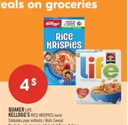 Pharmaprix QUAKER LIFE, KELLOGG'S RICE KRISPIES or Kids Cereal offer