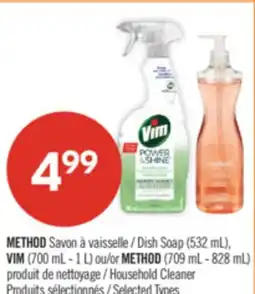 Pharmaprix METHOD Dish Soap (532 mL), VIM (700 mL - 1 L) or METHOD (709 mL - 828 mL) Household Cleaner offer
