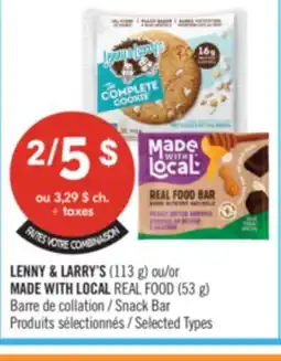 Pharmaprix LENNY & LARRY'S (113 g) or MADE WITH LOCAL REAL FOOD (53 g) Snack Bar offer