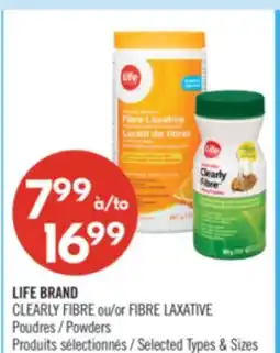 Pharmaprix LIFE BRAND CLEARLY FIBRE or FIBRE LAXATIVE Powders offer