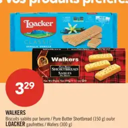 Pharmaprix WALKERS Pure Butter Shortbread (150 g) or LOACKER Wafers (300 g) offer