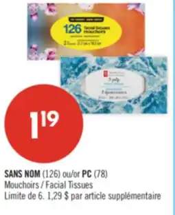 Pharmaprix NO NAME (126) or PC (78) Facial Tissues offer