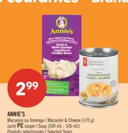 Pharmaprix ANNIE'S Macaroni Macaroni & Cheese (170 g) or PC Soup (500 mL - 540 mL) offer