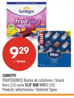 Pharmaprix SUNRYPE FRUITSOURCE Snack Bars (12) or CLIF BAR MINIS (10) offer